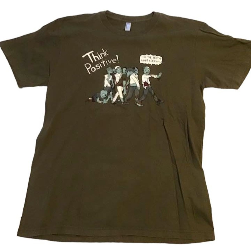 Zombies Marching Think Positive Im Best At What I Do T-Shirt Mens Large Brown